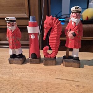 Vintage Handpainted Handcarved Nautical Lot Of Figures